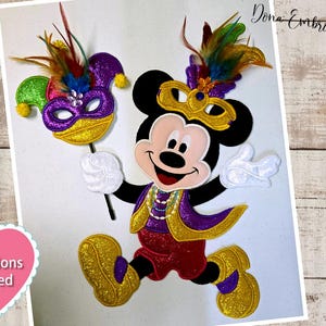 Mardi Gras Maus Junge Ornament ITH Maschinenstickerei Design, Stickmuster, Stickdateien, Maschinenstickerei, Sofortiger Download