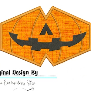 Pumpkin Face Mask applique ITH Machine Embroidery Design, Embroidery , Embroidery Files, Machine Embroidery, Instant Download. In THe Hoop