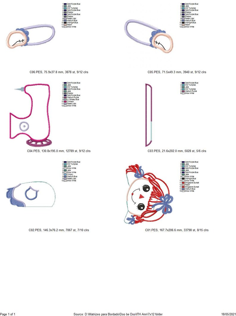 Raggedy Ann ITH Machine Embroidery Design Embroidery Etsy