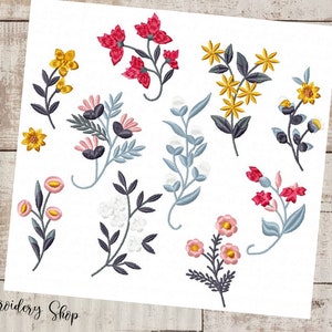 Flowers Patterns Set of 10 designs Satin Stitch - Machine Embroidery Design, Embroidery Files, Machine Embroidery, Instant Download