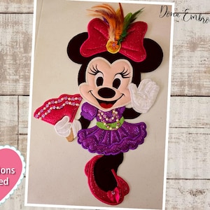 Mardi Gras Mouse Girl Ornament ITH Macchina Ricamo Design, Modelli di ricamo, File di ricamo, Ricamo a macchina, Download istantaneo