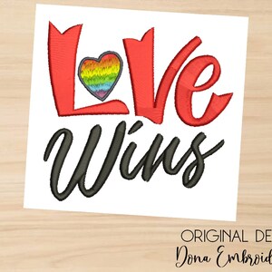 Love Wins  Satin Stitch - Machine Embroidery Design, Embroidery Patterns, Embroidery Files, Machine Embroidery, Instant Download