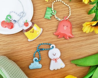 Cute Puffy Squishy Keychain | PVC plastic keychain | soft jelly keychain | pudding keychain | sunny doll keychain | octopus sausage keychain