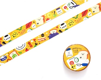 Sandwich Club Washi Tape | food washi tape | Gift for foodie | canteen sticker | food journal | scrapbook