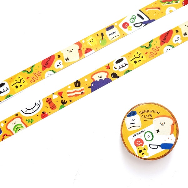 Sandwich Club Washi Tape | food washi tape | Gift for foodie | canteen sticker | food journal | scrapbook