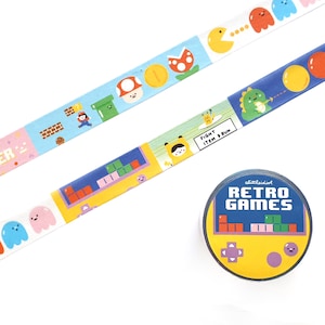 Retro Games Washi Tape, stickers gameavond, gameboy, liefhebber van videogames, vintage games, cadeau voor gamers