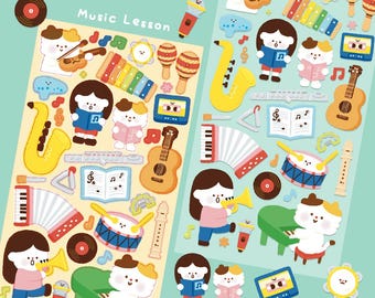 Foglio per strumenti musicali: per chi impara la musica, con orario e programma delle lezioni, in vinile opaco.