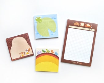 Cute Sticky Notes and Memo Pad | 50 sheets | cute dinosaur memo | cute frog sticky note | caveman | Bread memo pad | cute A6 note pad