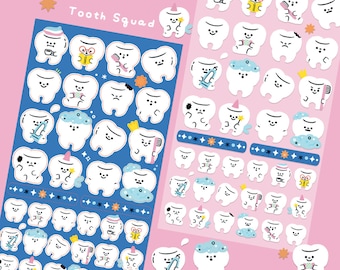 Cute Dentist Tooth Sticker Sheet | Tooth Fairy sticker | Dental school student planner |  Dentist journal schedule | teeth sticker sheet