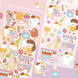 Stickervel glitter ijs | IJswagen | IJsliefhebber| Sticker ijsschep | Cadeau voor zoetekauwen | IJsdagboekpakket