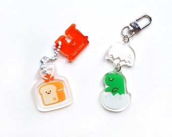 Cute Acrylic Keychain | Epoxy keychain | Dinosaur Keychain | Dinosaur Egg Keychain | Bread loaf Keychain | Bakery Keychain | Dangle Keychain