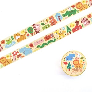 Ruban adhésif washi Wildlife Wonders | Washi tape animaux mignons | cadeau pour les amoureux des animaux | ruban adhésif pour animaux sauvages | autocollants animaux | Ruban adhésif washi zoo
