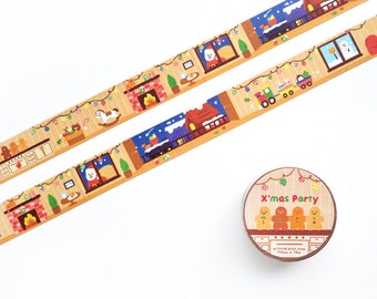 Christmas Party Washi Tape | Cozy Christmas Journal Spread | Christmas Journal Kit | Christmas Scrapbooking | Gingerbread Man Washi Tape