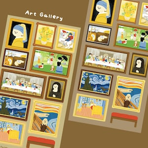 Feuille d'autocollants pour galerie d'art | autocollants classiques de peintures célèbres | autocollants van gogh | d'autocollants pour musée d'art | cadeau pour artistes | le cri