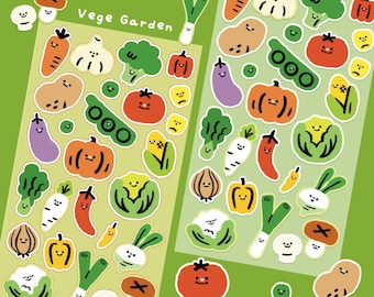 Foglio di adesivi per orto: adesivi sui prodotti agricoli, cibo sano, vinile opaco