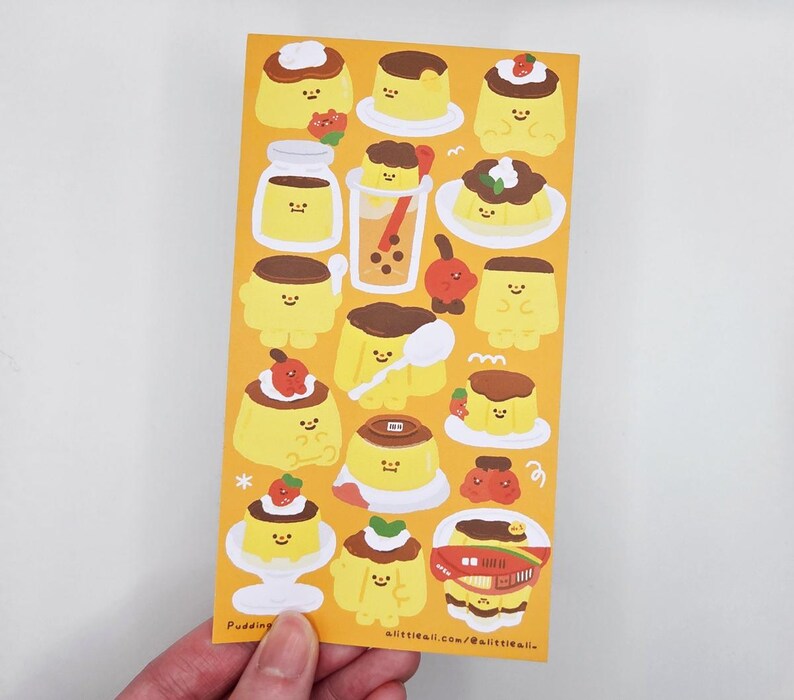 Sticker Pudding Kawaii Pudding Sticker Sheet: Matte Vinyl Custard Dessert Stickers - Etsy