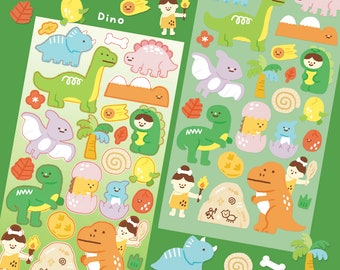 Foglio di adesivi kawaii di dinosauri, adesivi per laptop