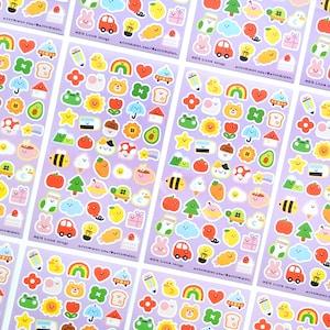 Niedliche Icons Sticker, kleine con Aufkleber, Mini Sticker, Tonfreunde, Mini Journal Scrapbook Tagebuch, bunte Sticker
