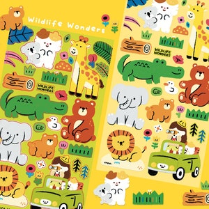 Foglio di adesivi Wildlife Wonders / adesivi animali / foglio di adesivi zoo / amanti degli animali / foglio di adesivi santuario / adesivo animali safari