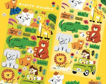 Wildlife Wonders sticker sheet | animal sticker | zoo sticker sheet | animal lovers | sanctuary sticker sheet | safari animal sticker