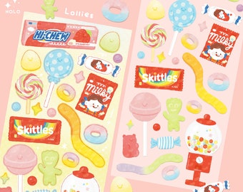 Lollies Sticker Sheet | gummy bear sticker | Gift for sweet tooth | Candy packaging sticker | lollies packaging | candy machine | hi-chew