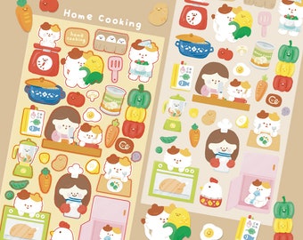 Home Cooking sticker sheet | kitchen sticker | recipe journal sticker | cookbook sticker | cute food sticker sheet | cooking journal