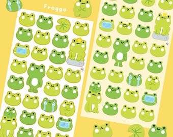 Adesivi emoji rana kawaii / Planner, album, diario