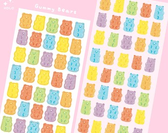 Foglio di adesivi con orsetti gommosi: adesivi kawaii per agenda - Vinile impermeabile