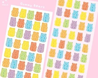 Gummy Bears Sticker Sheet | Planner Bullet Journal Sticker | Cute Kawaii Jelly Deco Stickers | Haribo stickers | Japanese candy snacks pack