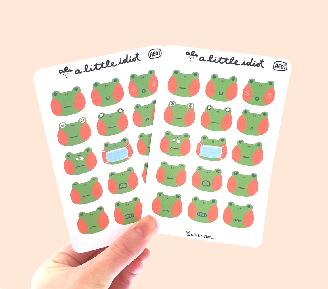 Cute Frogs Froggy Emoji Sticker Sheet Bullet Journals Diary Etsy