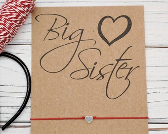Big Sister Bracelet Big Sister Gift Big Sister Little Sister Heart Bracelet Wish Bracelet Bulk Big Sister Jewelry Gift for Sister From Baby