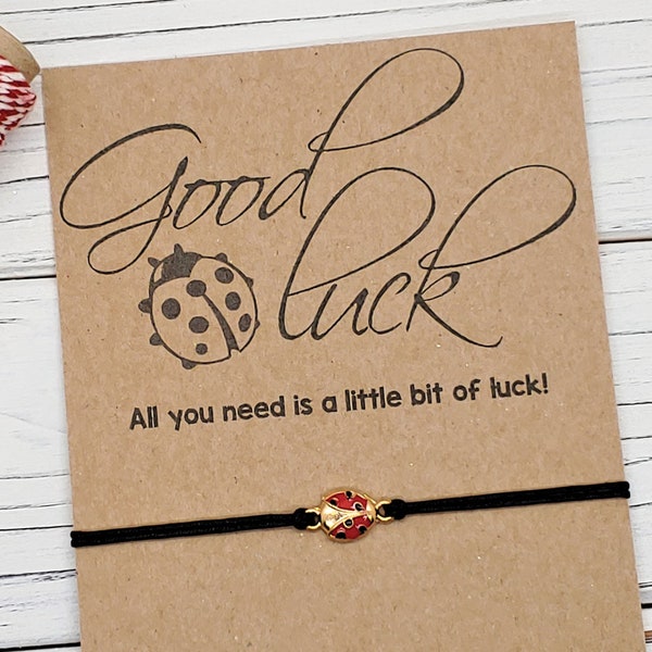 Ladybug Bracelet Good Luck Bracelet Good Luck Quote Card Wish Bracelet Bulk Ladybug Jewelry Ladybug Charm Bracelet Lucky Bracelet for Her