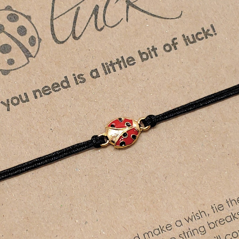 Ladybug Bracelet Good Luck Bracelet Good Luck Quote Card Wish Etsy