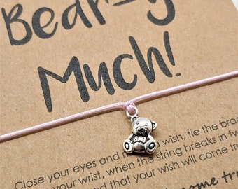 Bear Bracelet Teddy Bear Bracelet Children Wish Bracelet Bulk Friendship Bracelet Tie Bracelet Gift Kids I Love You Gift