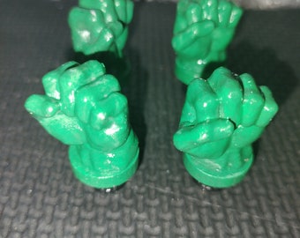 4-Green Bulk Fist Tire Valve Caps