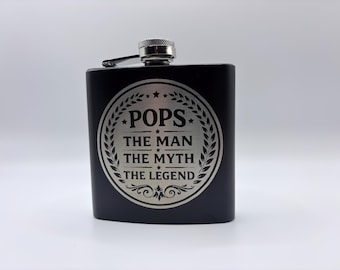Personalized 6oz Flask Engraved | Custom Name Flask | Groomsmen Gift | Wedding Gift | Father's Day Gift | Stainless Steel