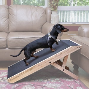 DoggoRamps Solid Hardwood Dog Ramp for Couch - Adjustable Height with Super Anti-Slip Surface & Convenient Platform Top - Dogs up to 150lbs