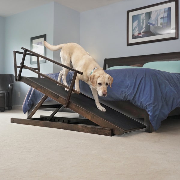 DoggoRamps Large Bed Ramp for Big & Medium Dogs! - Adjustable up to 35" High Beds - Super Strong, Sturdy, Wide Platform and Anti-Slip Grip