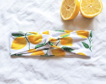 Lemon lime fabric bow lemon headband