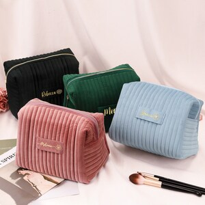 Trousse à maquillage personnalisée,Trousse à maquillage personnalisée en velours avec fleurs,Trousse de toilette de voyage,Trousse à maquillage pour demoiselles d'honneur,Cadeau de mariage,Cadeau pour maman