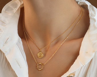 Layered Gold Coin Necklace - Etsy