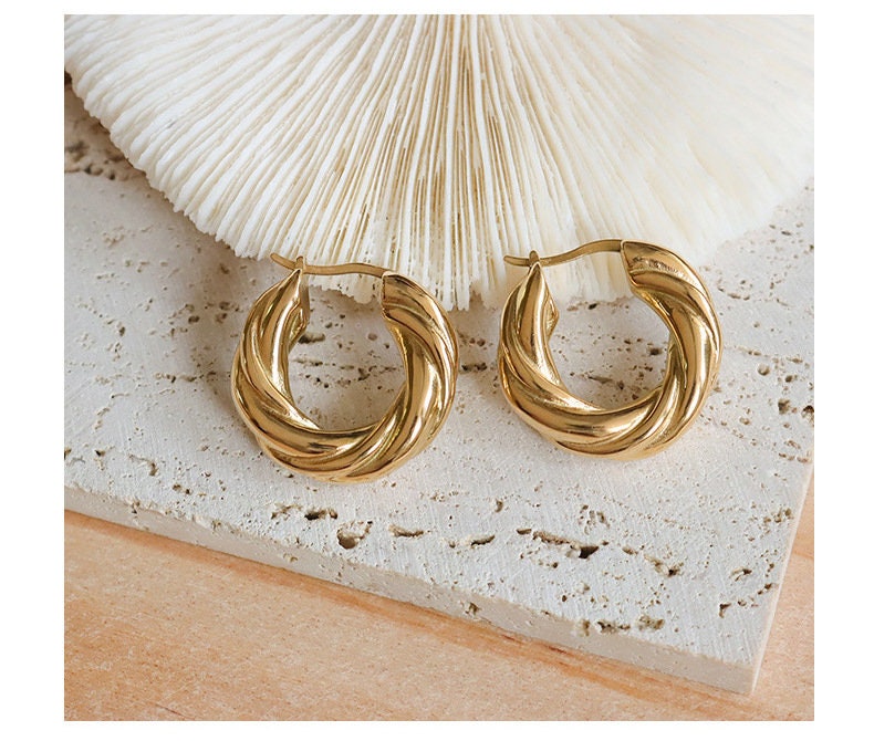 chunky gold huggie hoops