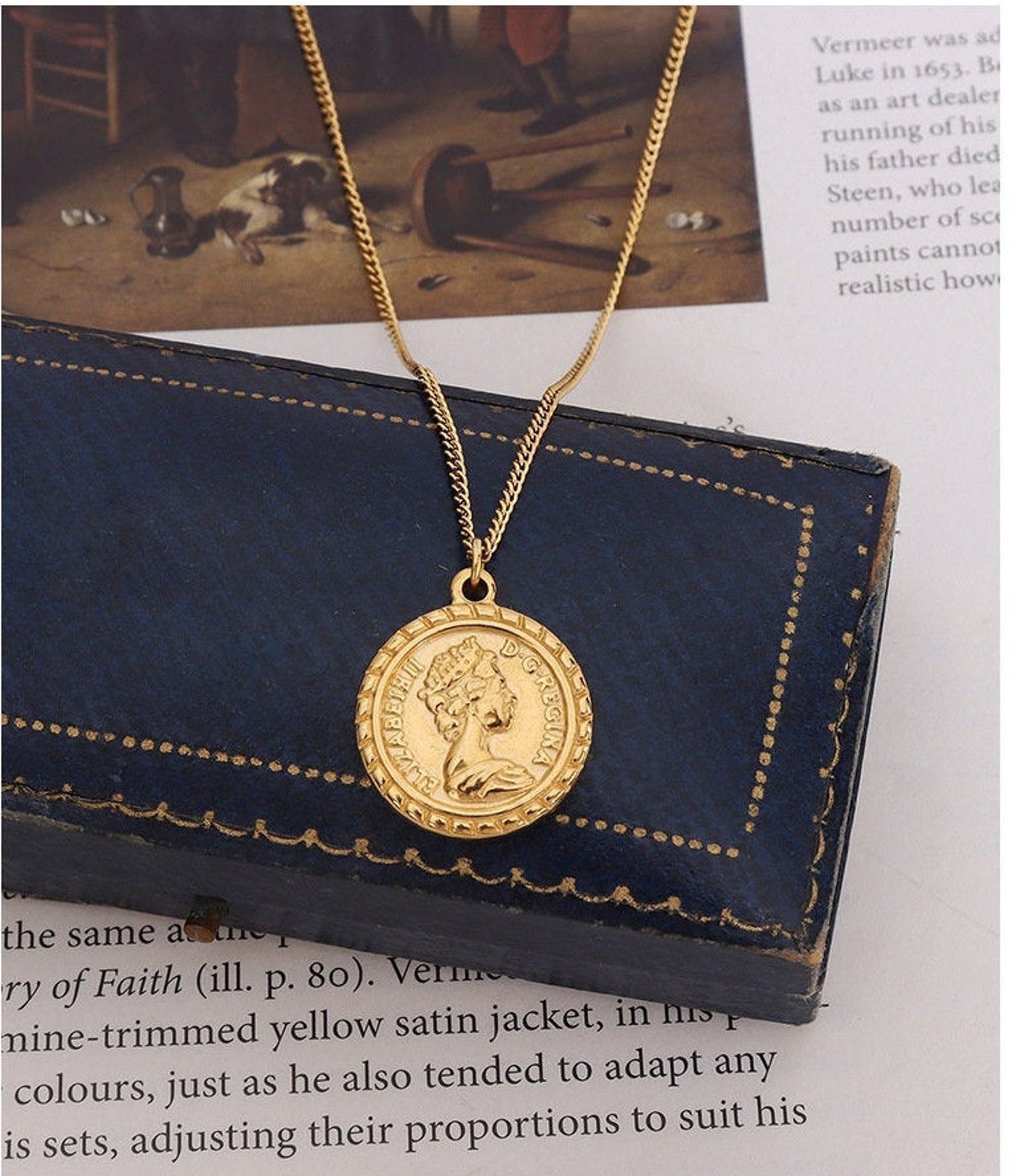 18K Gold Filled Elizabeth II Coin Necklace Coin Medallion | Etsy