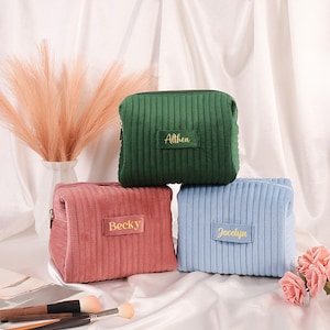 Trousse de maquillage personnalisée,Trousse de maquillage personnalisée,Trousse à maquillage en velours,Trousse de toilette de voyage,Cadeau de proposition de demoiselle d'honneur,Cadeau d'anniversaire,Trousses de mariage