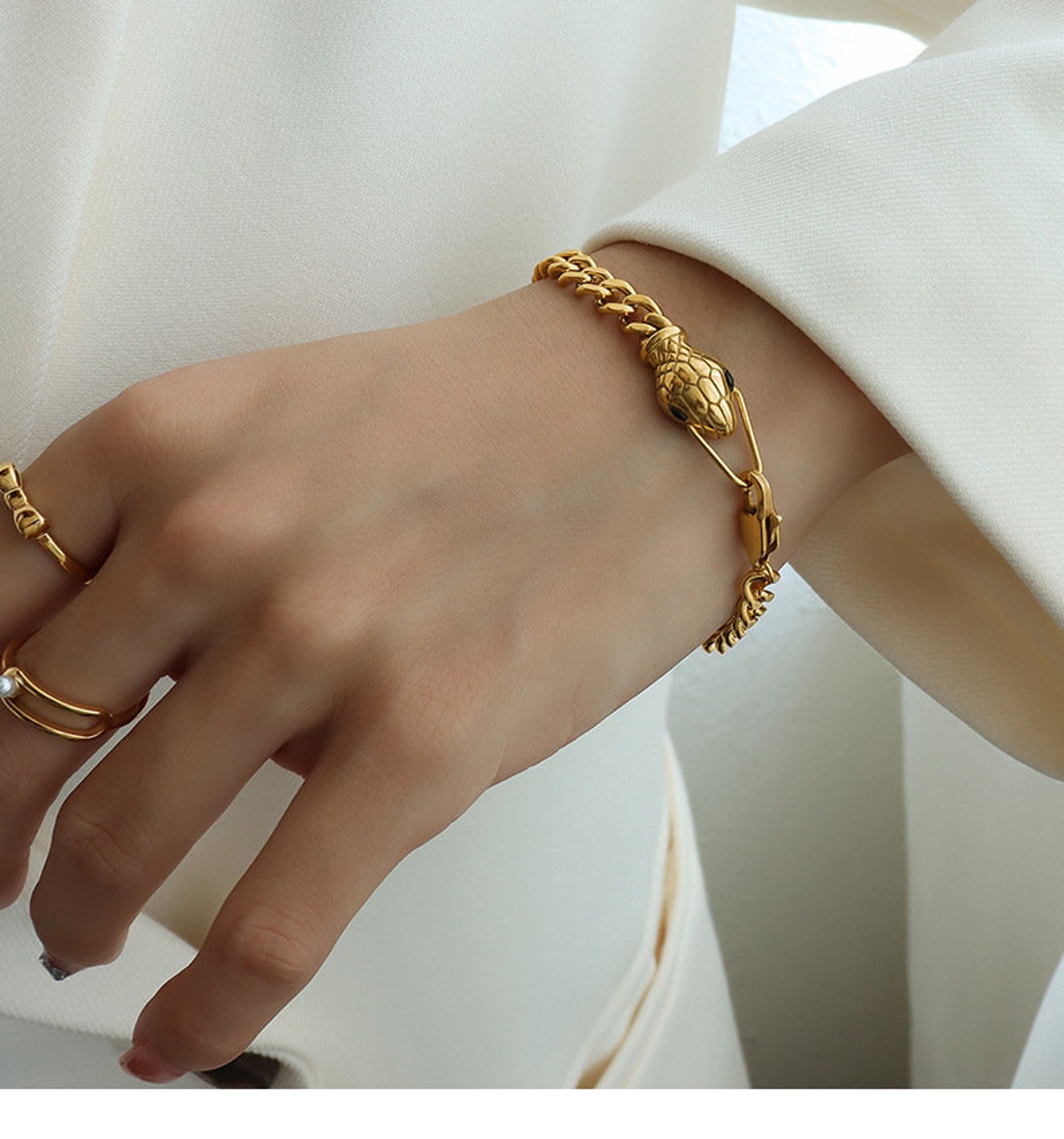 18K Gold Filled Serpent Bracelet Gold Snake BraceletMinimal Etsy