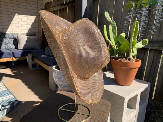 Light Gold Rhinestone Cowboy Hat Rhinestone Cowboy Rhinestone Hat Gold Hat  Festival Hat -  Canada
