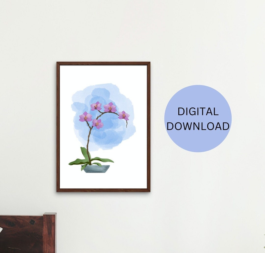 Purple Orchid Wall Art Printable Wall Art Floral Wall Art Etsy