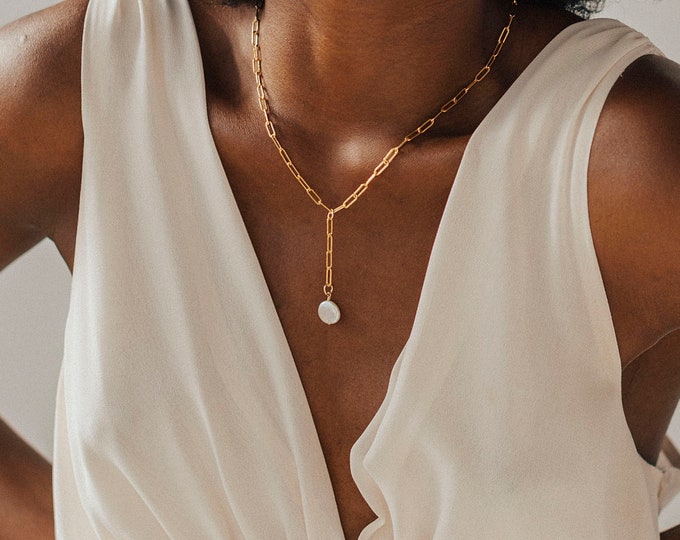 Collar de clip, cadena de clip, collar impermeable, collar de todos los días, collar de oro pequeño, collar de una sola perla,