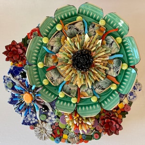 Flowers Upon Flowers, glass mosaic, wall art, handmade art, 3d mosaic art image 4