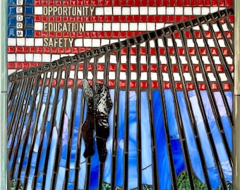 Freedom Woes, Mixed Media Mosaic, Political Art